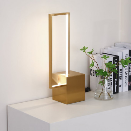 HMR - Modern Geometric Table lamp Gold Desk lamp with Square Base