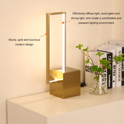 HMR - Modern Geometric Table lamp Gold Desk lamp with Square Base
