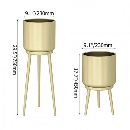 HMR - Nordic Tripod Removable Planter Pot (Set of 2) in Metal