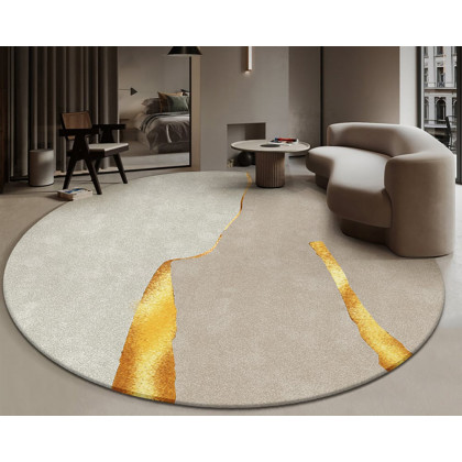 HMR Circular Modern & Creative & Light Luxury Khaki & Yellow Area Rug Nylon Rug - 7' x 7'