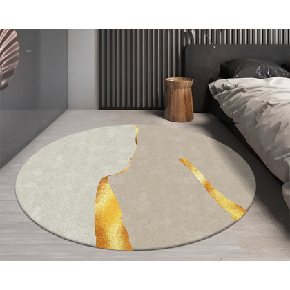 HMR Circular Modern & Creative & Light Luxury Khaki & Yellow Area Rug Nylon Rug - 7' x 7'