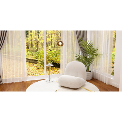 HMR Circular Modern & Creative & Light Luxury Khaki & Yellow Area Rug Nylon Rug - 7' x 7'