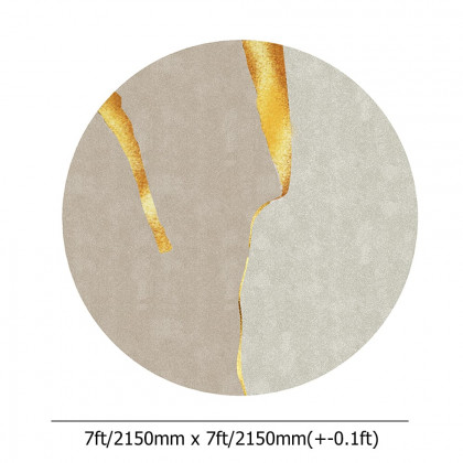 HMR Circular Modern & Creative & Light Luxury Khaki & Yellow Area Rug Nylon Rug - 7' x 7'