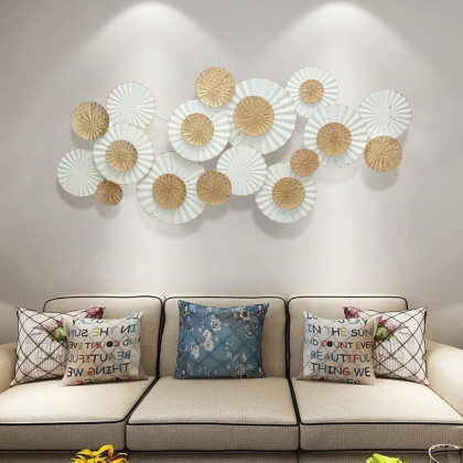 HMR - Modern 3D Round Flowers Metal Wall Decor Distressed Home Hanging Art