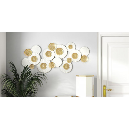 HMR - Modern 3D Round Flowers Metal Wall Decor Distressed Home Hanging Art