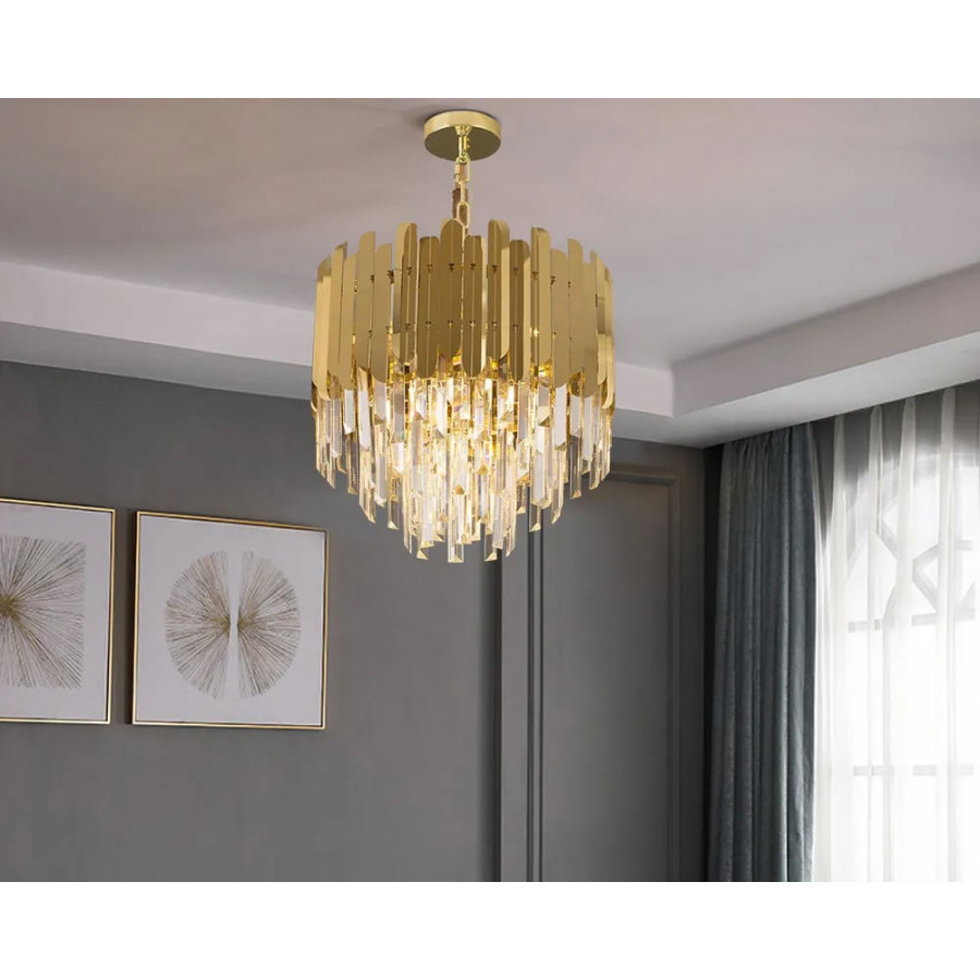 HMR Kitoney Modern Tiered Crystal Chandelier with Adjustable Chain - 3-Light