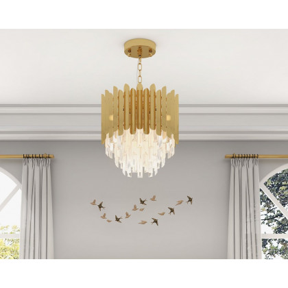 HMR Kitoney Modern Tiered Crystal Chandelier with Adjustable Chain - 3-Light