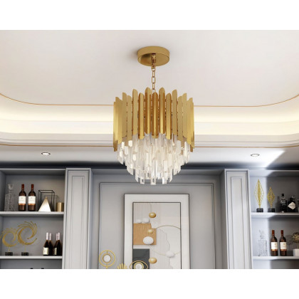 HMR Kitoney Modern Tiered Crystal Chandelier with Adjustable Chain - 3-Light