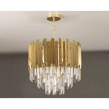 HMR Kitoney Modern Tiered Crystal Chandelier with Adjustable Chain - 3-Light