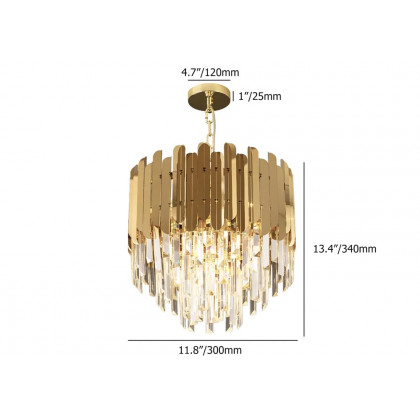 HMR Kitoney Modern Tiered Crystal Chandelier with Adjustable Chain - 3-Light