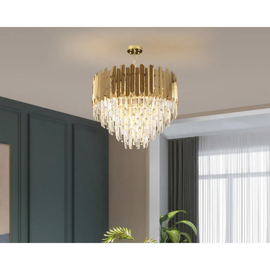 HMR - Kitoney Modern Tiered Crystal Chandelier with Adjustable Chain