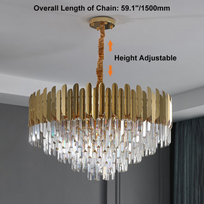 HMR - Kitoney Modern Tiered Crystal Chandelier with Adjustable Chain