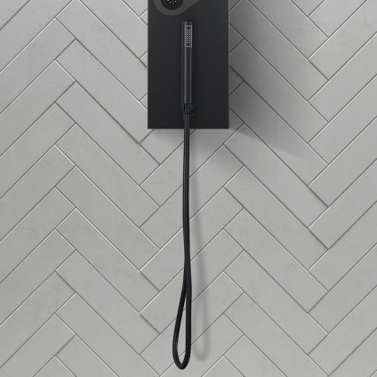 HMR - 55" Black Rainfall Shower Panel with Handheld Shower Adjustable Showerhead & Body Jets
