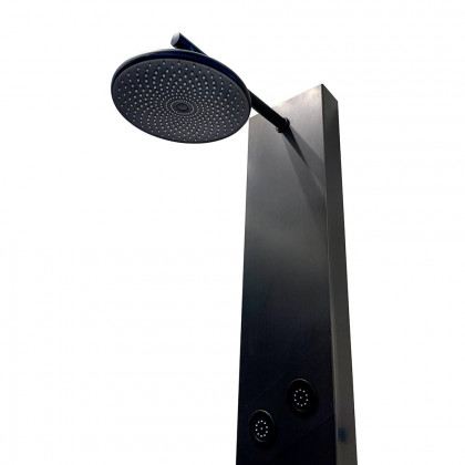 HMR - 55" Black Rainfall Shower Panel with Handheld Shower Adjustable Showerhead & Body Jets