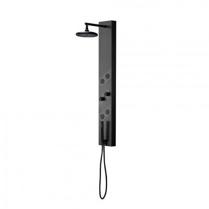 HMR - 55" Black Rainfall Shower Panel with Handheld Shower Adjustable Showerhead & Body Jets