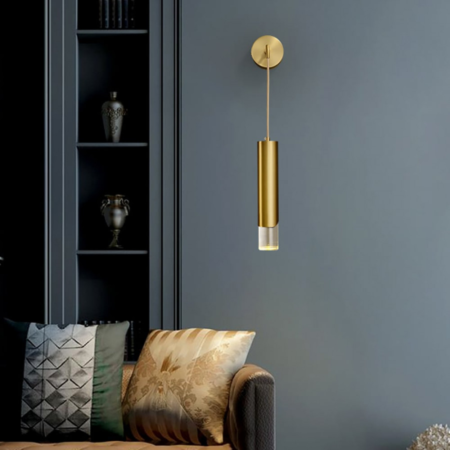 HMR - Modern Armed Wall Sconce 1-Light Brass Wall Light Indoor Wall Lighting