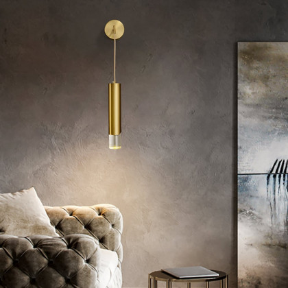 HMR - Modern Armed Wall Sconce 1-Light Brass Wall Light Indoor Wall Lighting