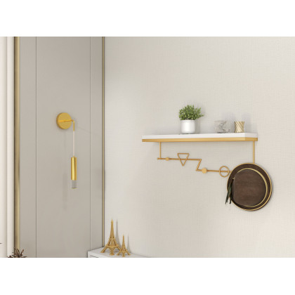 HMR - Modern Armed Wall Sconce 1-Light Brass Wall Light Indoor Wall Lighting