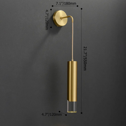 HMR - Modern Armed Wall Sconce 1-Light Brass Wall Light Indoor Wall Lighting