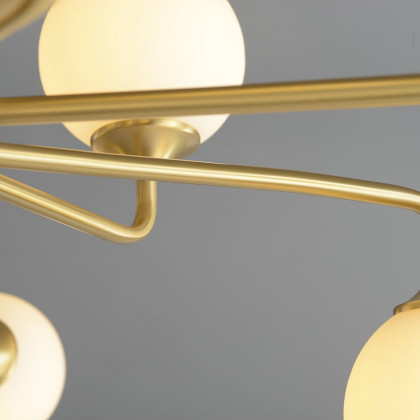 HMR - Modern Brass Sputnik Chandelier 9-Light with Glass Shade for Living Room