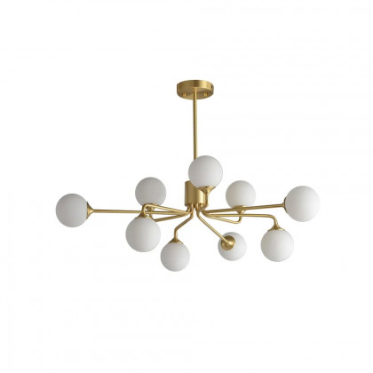 HMR - Modern Brass Sputnik Chandelier 9-Light with Glass Shade for Living Room