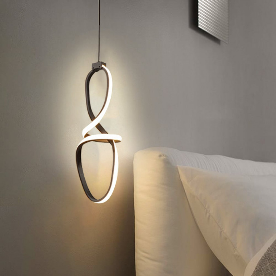 HMR - Minimalist Black Geometric Pendant Light LED Hanging Light Adjustable Height