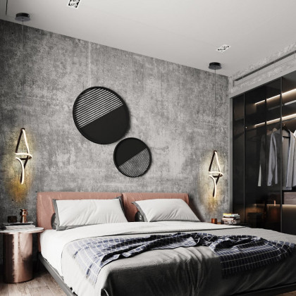 HMR - Minimalist Black Geometric Pendant Light LED Hanging Light Adjustable Height