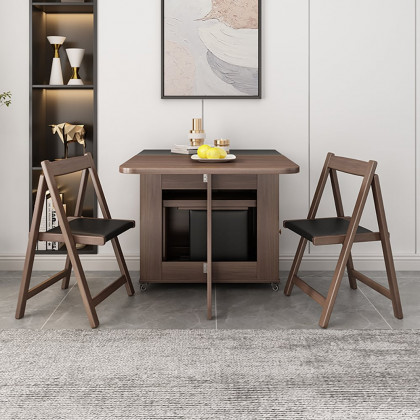HMR - Dining Set 59.1" Modern Rectangle Folding Wood Dining Table with 4 Chairs