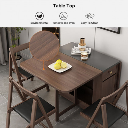 HMR - Dining Set 59.1" Modern Rectangle Folding Wood Dining Table with 4 Chairs