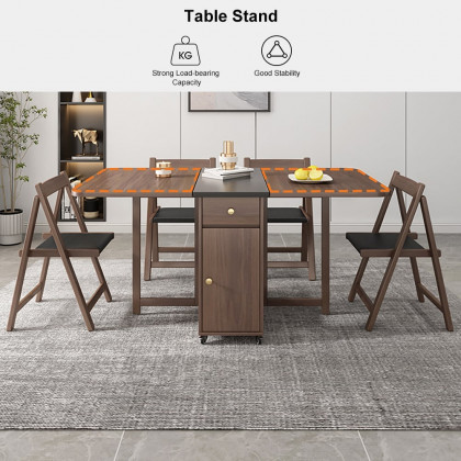 HMR - Dining Set 59.1" Modern Rectangle Folding Wood Dining Table with 4 Chairs