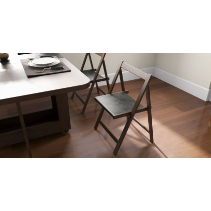 HMR - Dining Set 59.1" Modern Rectangle Folding Wood Dining Table with 4 Chairs