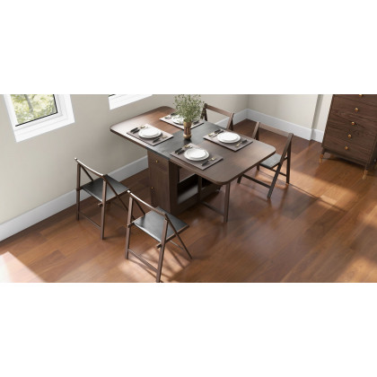 HMR - Dining Set 59.1" Modern Rectangle Folding Wood Dining Table with 4 Chairs