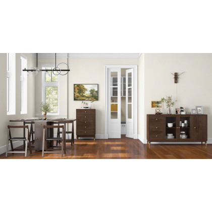 HMR - Dining Set 59.1" Modern Rectangle Folding Wood Dining Table with 4 Chairs