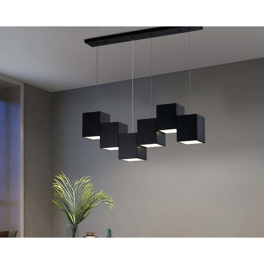 HMR - Modern Linear Kitchen Island Light 6-Light Square Pendant Light