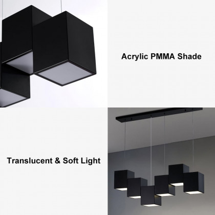 HMR - Modern Linear Kitchen Island Light 6-Light Square Pendant Light