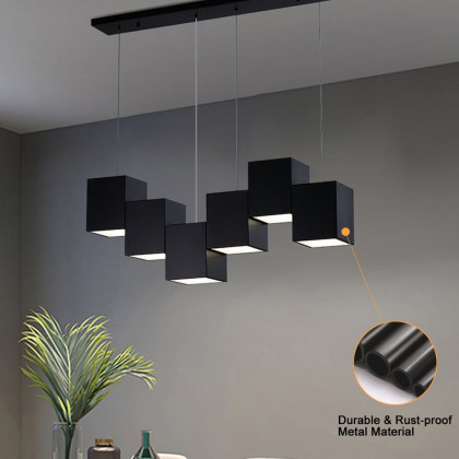 HMR - Modern Linear Kitchen Island Light 6-Light Square Pendant Light