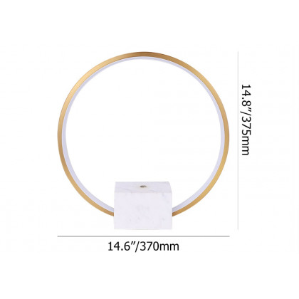 HMR - Modern LED Circle Table Lamp in Gold with White Marble Base