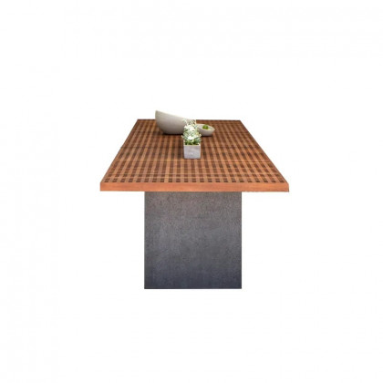 HMR - 94.5" Outdoor Rectangle Hollow Teak Dining Table for 8 Person