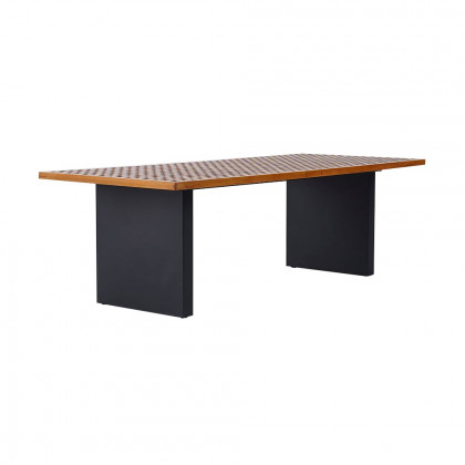 HMR - 94.5" Outdoor Rectangle Hollow Teak Dining Table for 8 Person