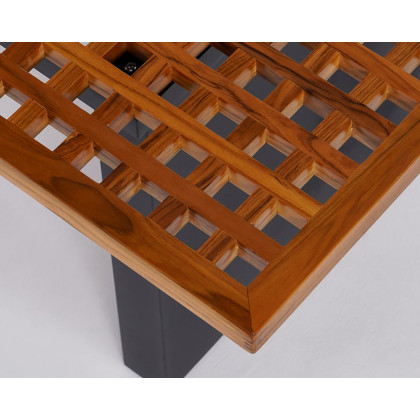 HMR - 94.5" Outdoor Rectangle Hollow Teak Dining Table for 8 Person