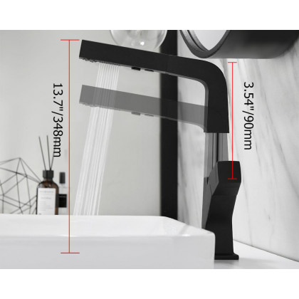 HMR Modern Single Hole Bathroom Sink Faucet Dual Function Pull-Out Spray Faucet - Black