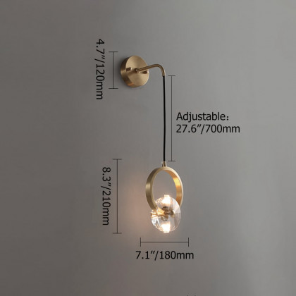 HMR - Unical Modern Decorative LED Crystal Wall Sconce with Adjustable Cable