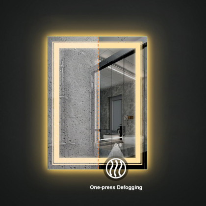 HMR - Modern 24" x 30" Frameless LED Bathroom Vanity Mirror Rectangle Anti-Fog Wall Mirror