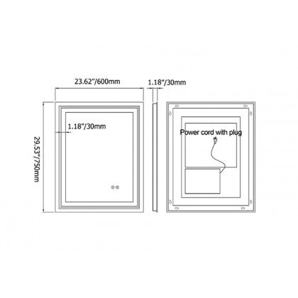 HMR - Modern 24" x 30" Frameless LED Bathroom Vanity Mirror Rectangle Anti-Fog Wall Mirror