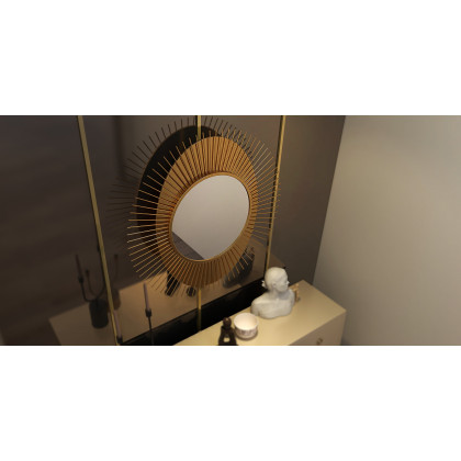 HMR - 36" Luxury Creative Sunburst Gold Metal Wall Mirror Home Decor for Living Room