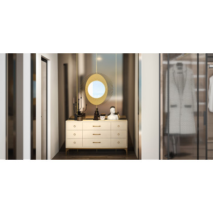 HMR - 36" Luxury Creative Sunburst Gold Metal Wall Mirror Home Decor for Living Room