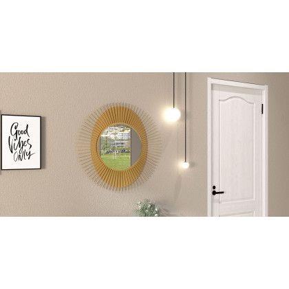 HMR - 36" Luxury Creative Sunburst Gold Metal Wall Mirror Home Decor for Living Room