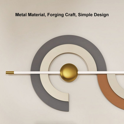 HMR - 47.2" x 17.7" Modern Unique Metal Wall Decor Abstract Wall Art Gray & Gold Living Room