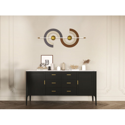 HMR - 47.2" x 17.7" Modern Unique Metal Wall Decor Abstract Wall Art Gray & Gold Living Room