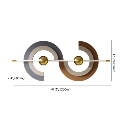 HMR - 47.2" x 17.7" Modern Unique Metal Wall Decor Abstract Wall Art Gray & Gold Living Room